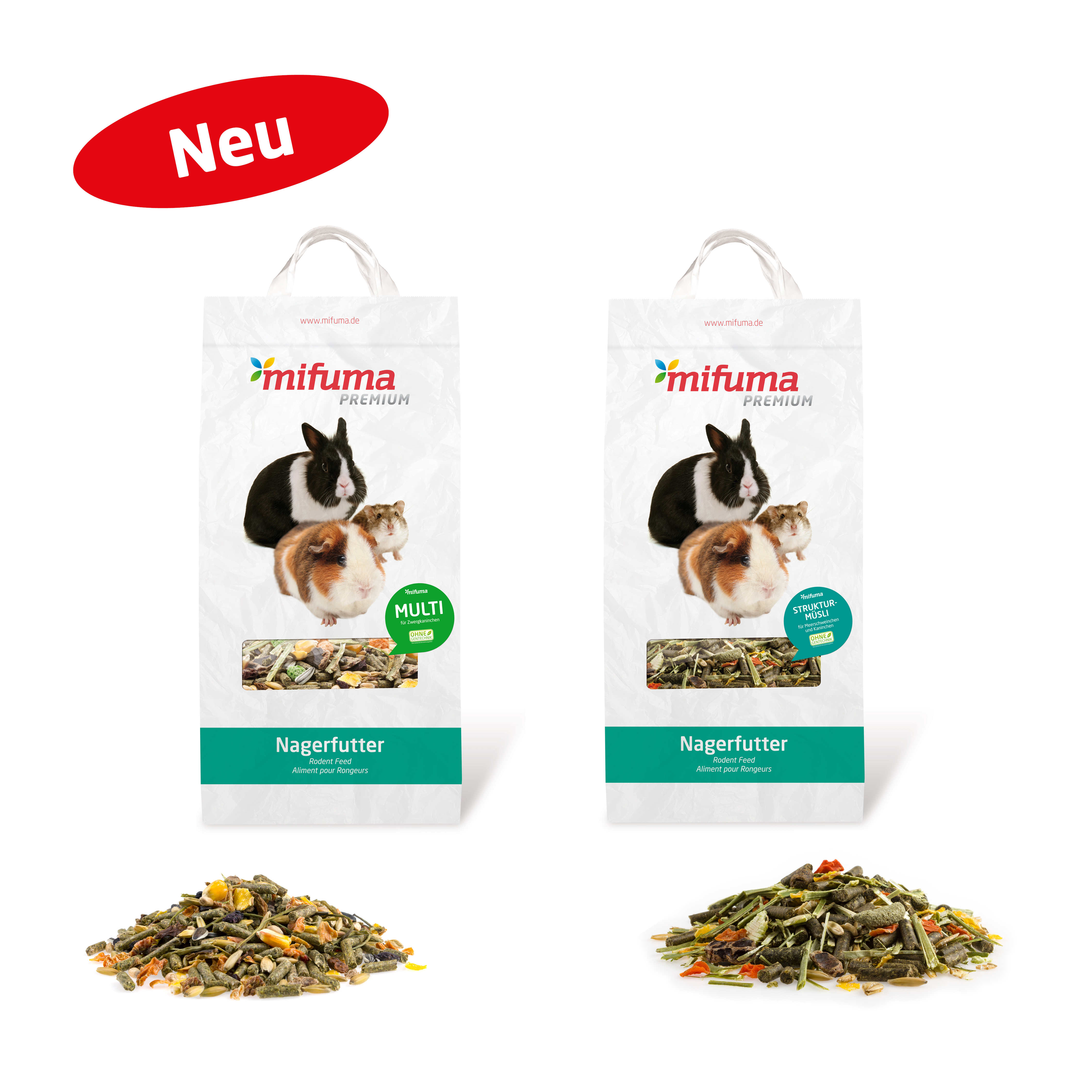 Rodent food in small packaging